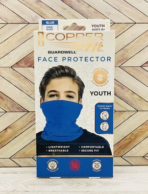 Copper Fit GuardWell Youth Face Protector Gaiter Blue Reusable Face Cover
